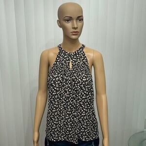Pleione Printed Pleated Tank Blouse Size M (b30)